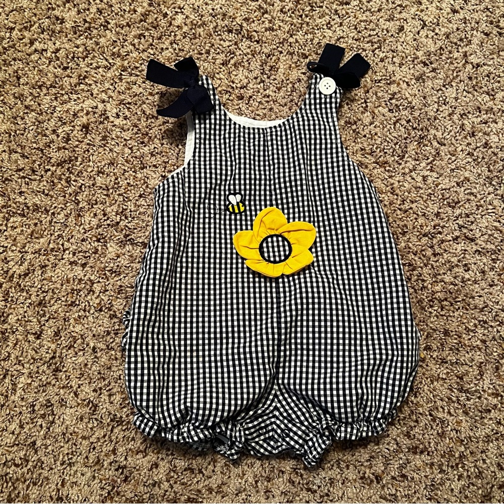 Class Club Navy and White Gingham Romper